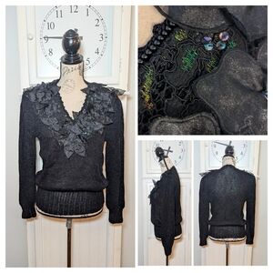 Vintage Glam Goth Knit Sweater
